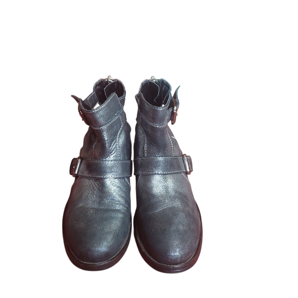 Steven by Steve Madden Italian Leather Buckle Moto Ankle Boots 37 Made in Italy - Picture 3 of 15